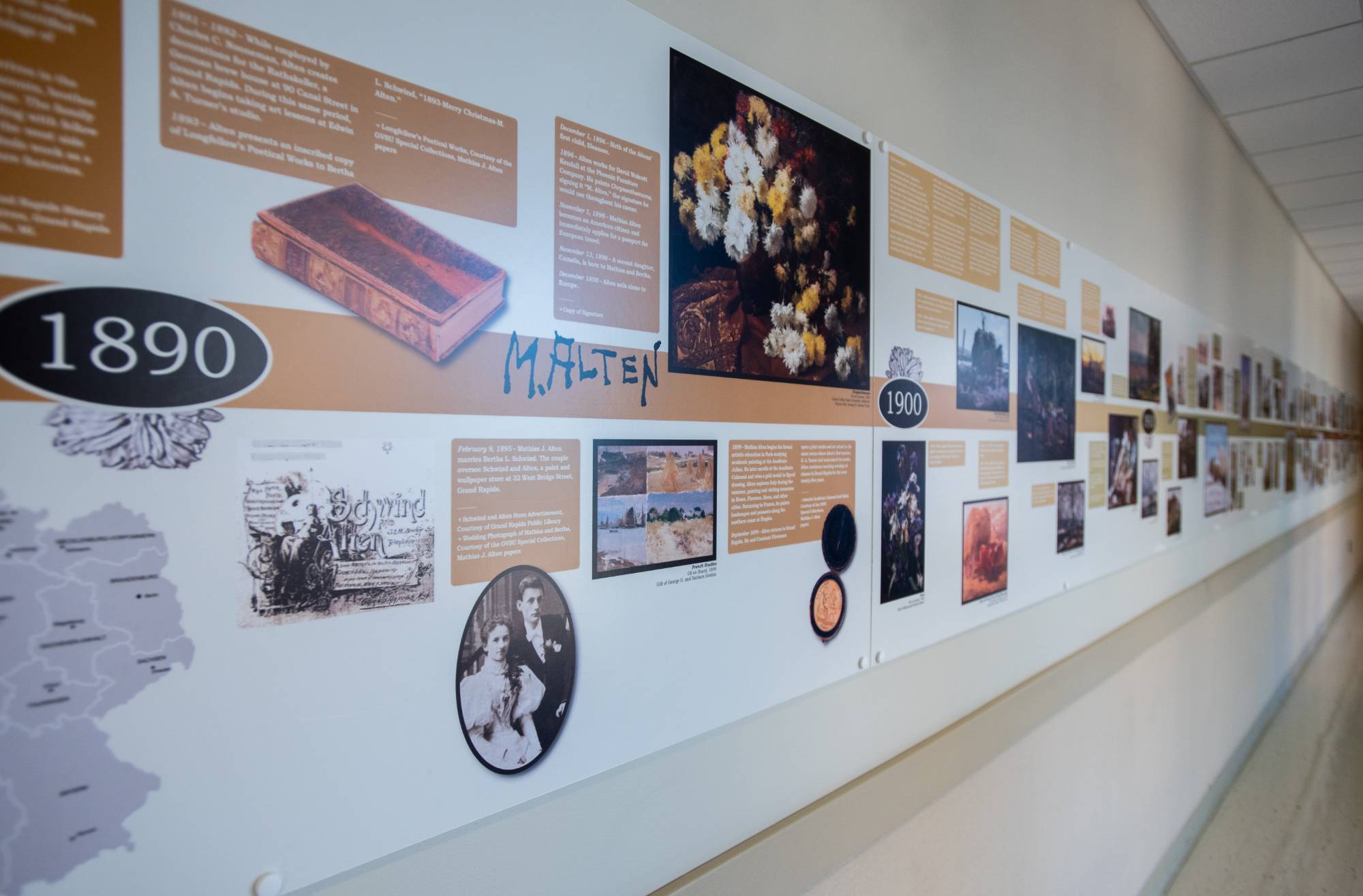 timeline wall art installation